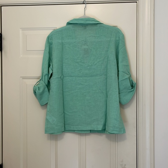 J. Crew Misty Spearmint Linen Blend Camp-Collar Shirt/NWT/6 - Picture 5 of 12